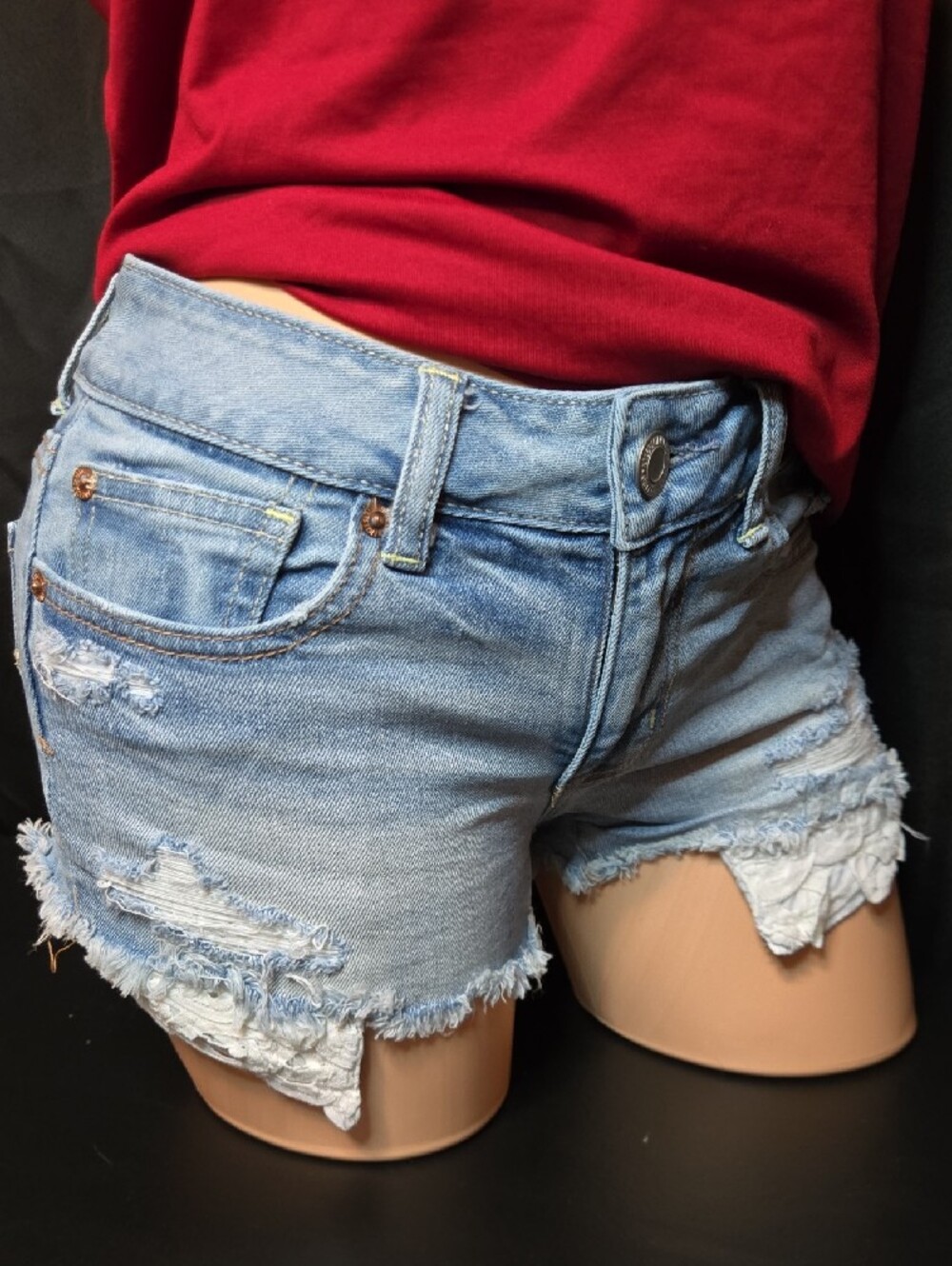 American Eagle Outfitters Denim Cutoff Shorts - Light Blue & Dark Blue - Picture 5 of 15